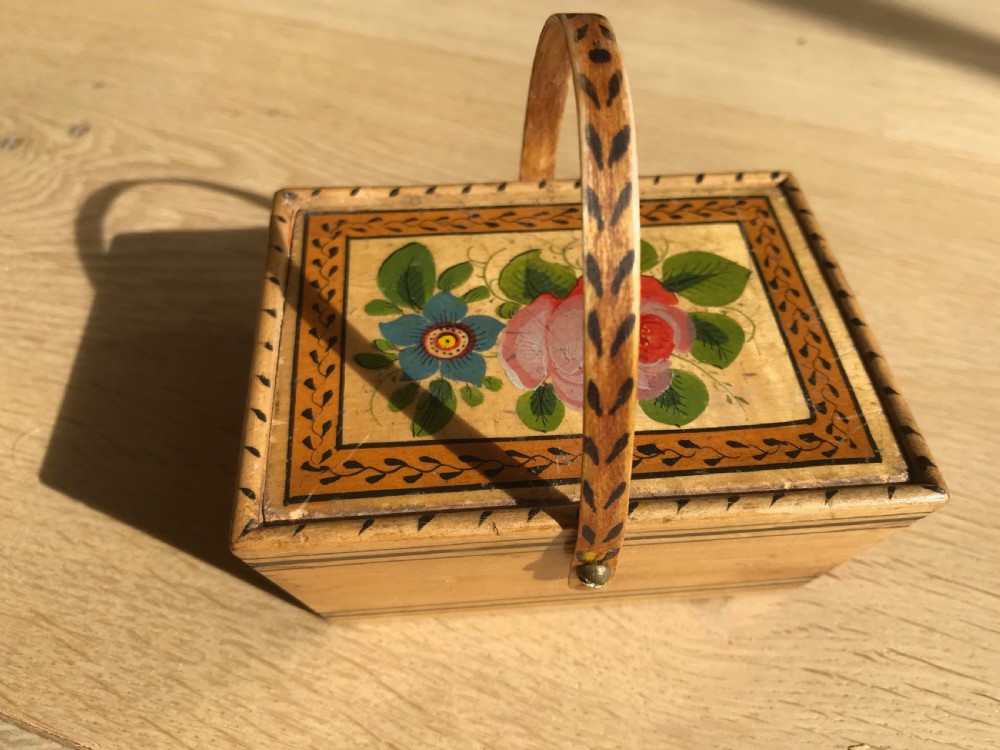 Antique Tunbridge Ware Sewing Basket Box