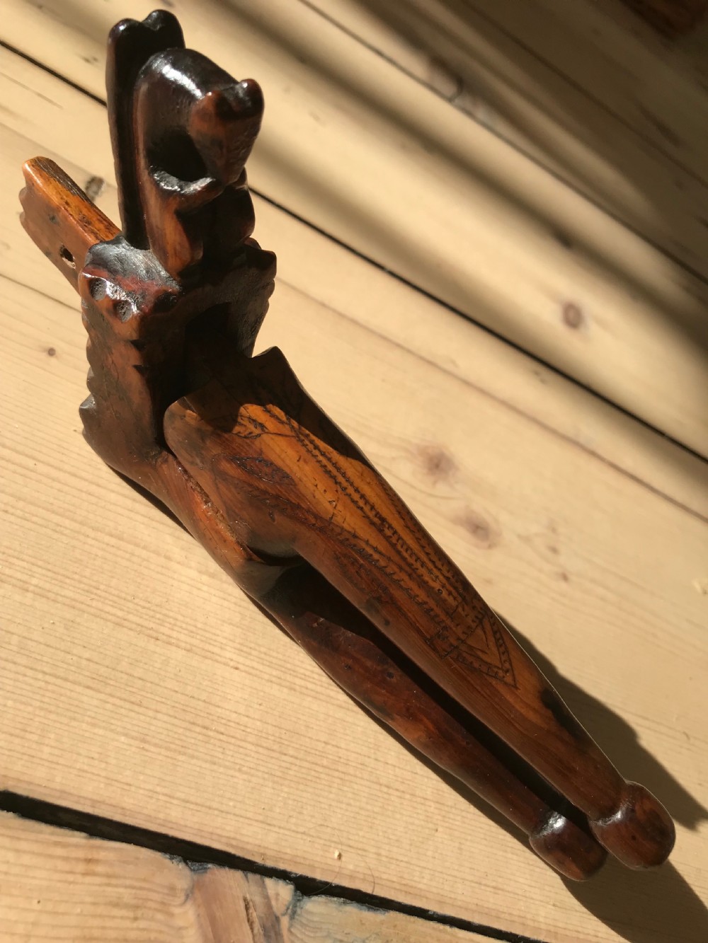 An Early 1700's English Yew Wood Nutcracker - treen View V