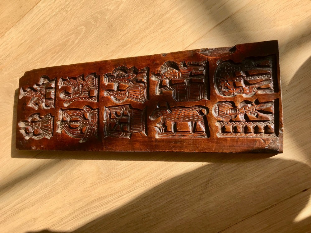 Antique Fruit Wood Biscuit Mould - treen View II