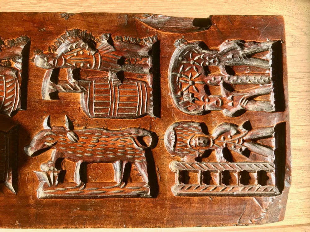 Antique Fruit Wood Biscuit Mould - treen View IV