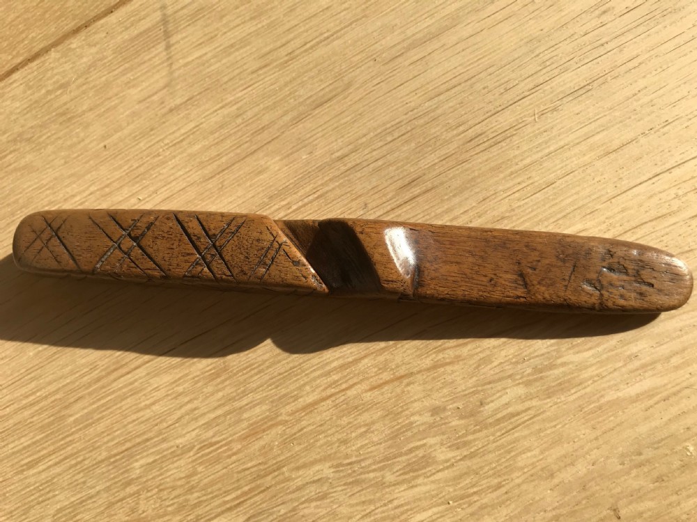 Antique Treen Knitting Sheath - dated 1726 View II