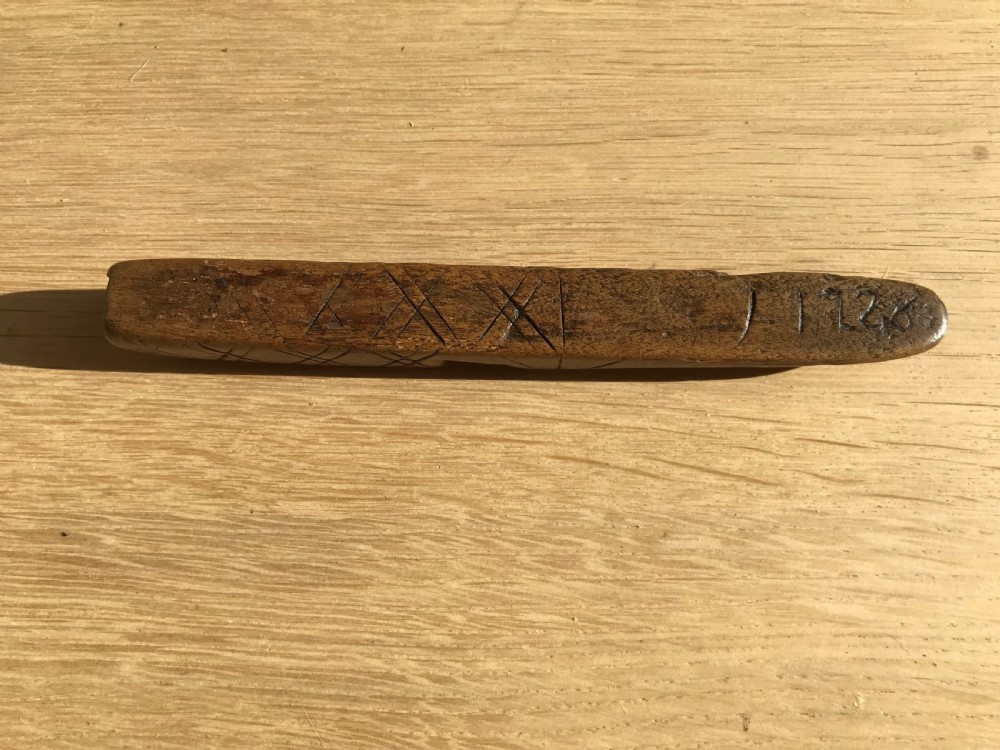 Antique Treen Knitting Sheath - dated 1726 View IV