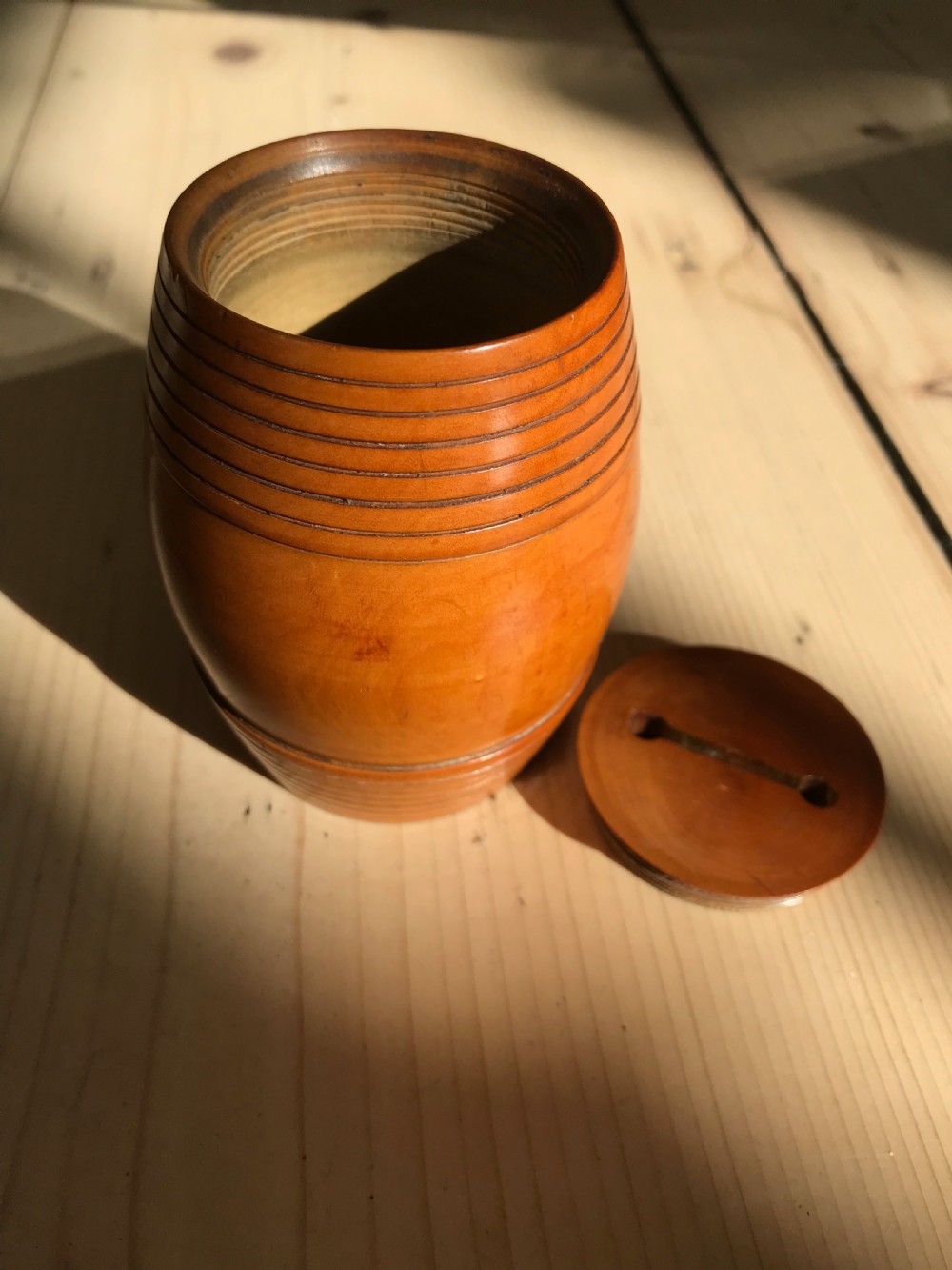 Antique Boxwood Barrel Money Box - treen View III