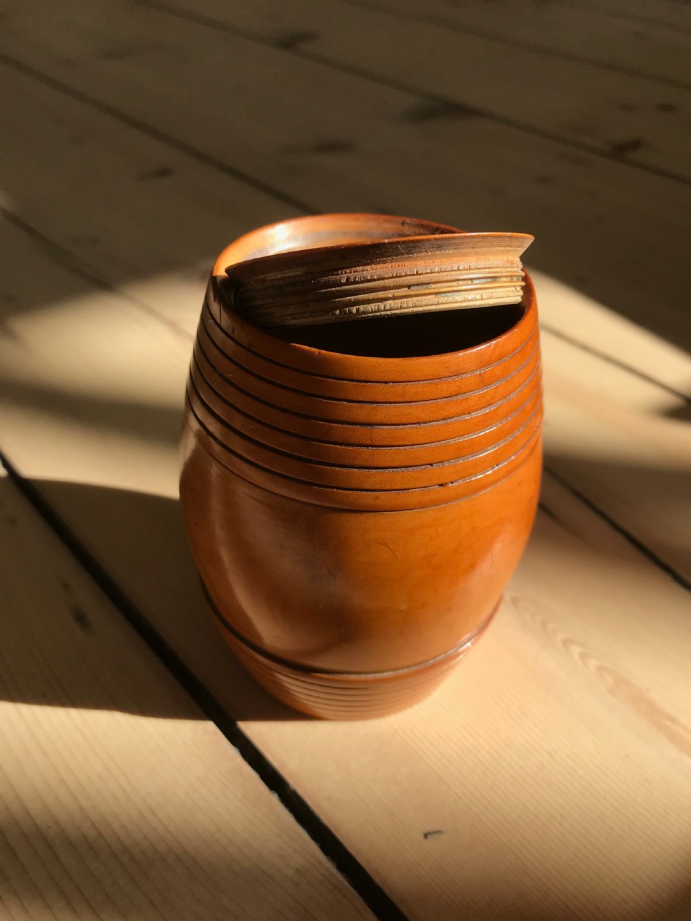 Antique Boxwood Barrel Money Box - treen View IV