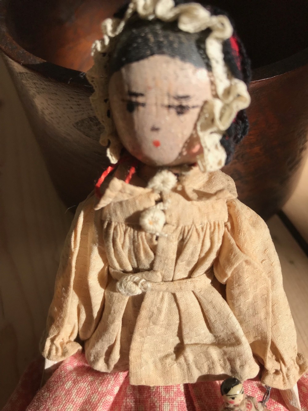 Antique Wooden Doll & Baby Doll View II
