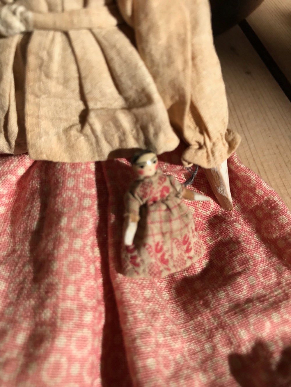 Antique Wooden Doll & Baby Doll View III