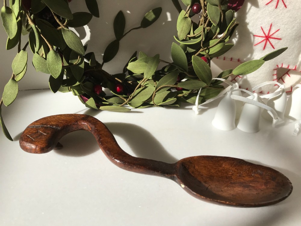 Antique Treen Welsh Spoon