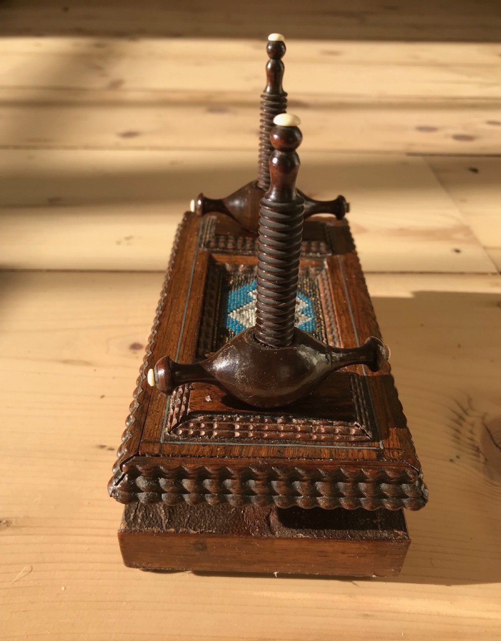 An Unusual Antique Rosewood Card Press - treen View V