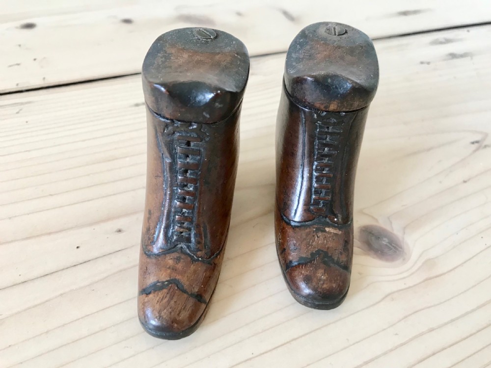 A Pair of Antique Snuff Shoe Boxes View II