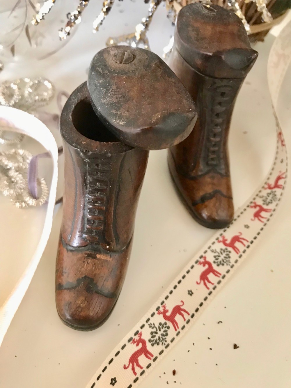 A Pair of Antique Snuff Shoe Boxes View IV