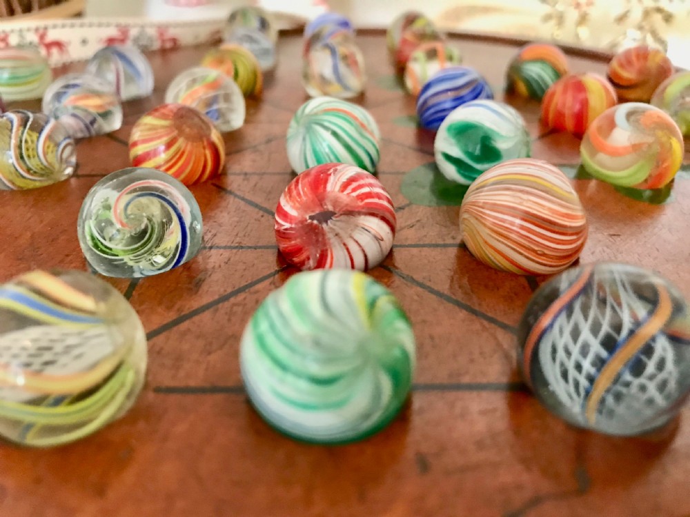 Antique Solitaire & Military Game - Victorian Marbles - Instructions to Base View V