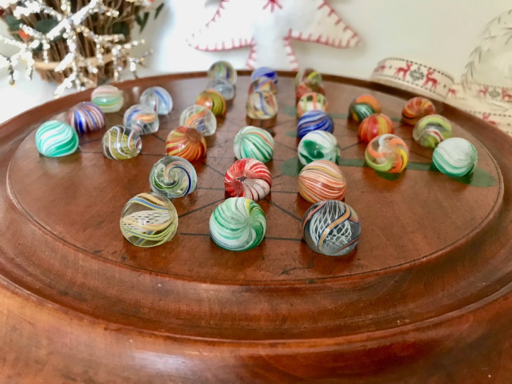 Antique Solitaire & Military Game - Victorian Marbles - Instructions to Base View VII