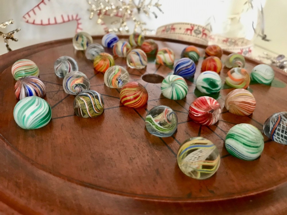 Antique Solitaire & Military Game - Victorian Marbles - Instructions to Base View VIII