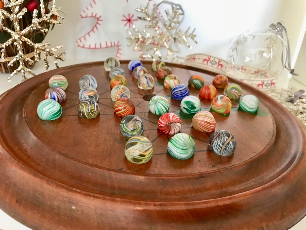 Antique Solitaire & Military Game - Victorian Marbles - Instructions to Base View IX