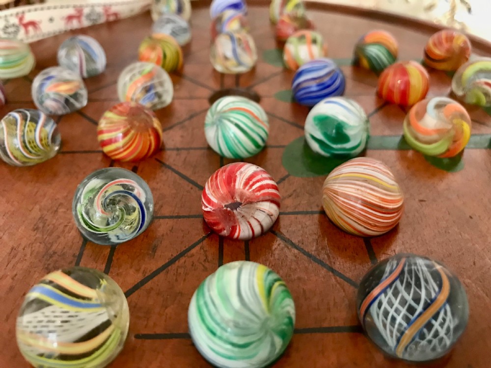 Antique Solitaire & Military Game - Victorian Marbles - Instructions to Base View XI