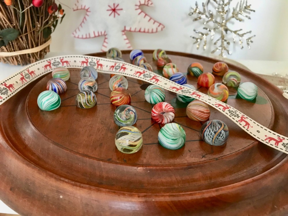 Antique Solitaire & Military Game - Victorian Marbles - Instructions to Base View XII