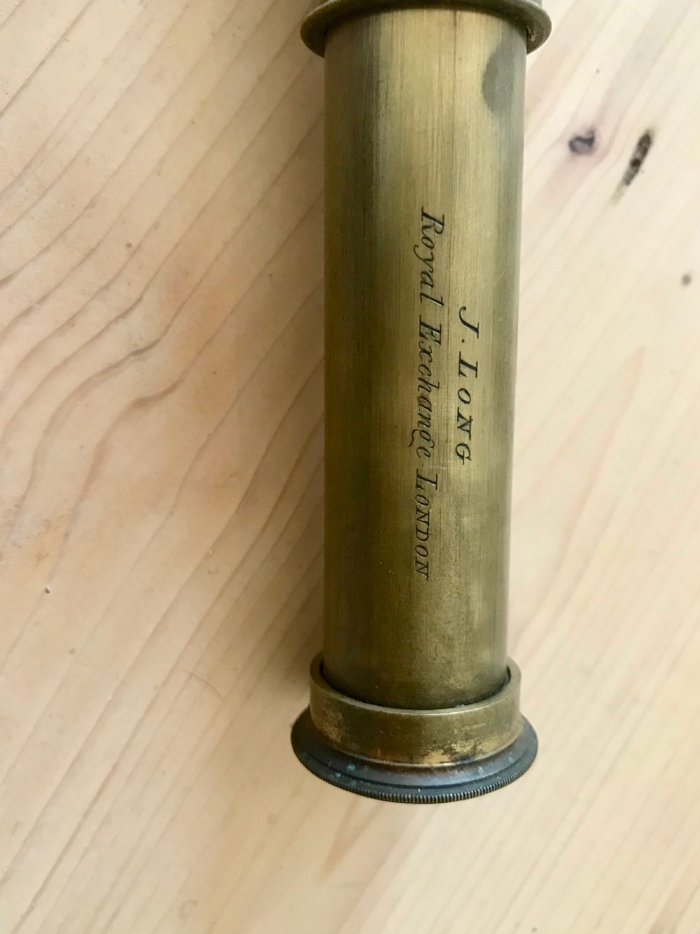 Antique Georgian Three Draw Telescope - Original Case & Maker's Name View II