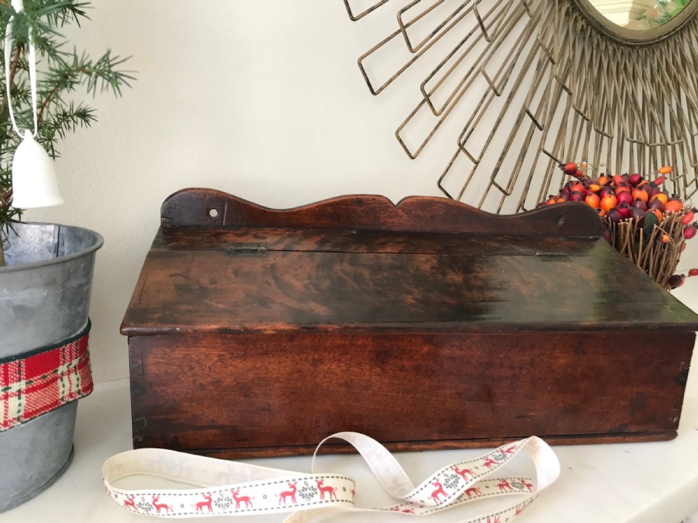 Antique Fruitwood Candle Box - Plum Wood View II
