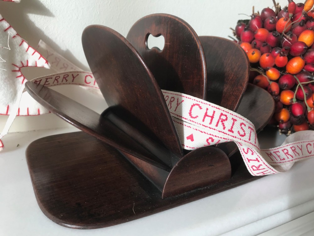 Antique Mahogany Letter/Stationery Holder - fan shaped View II