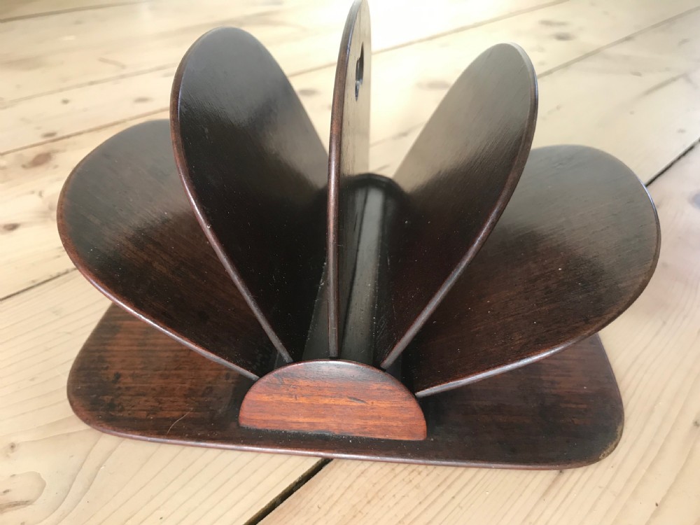 Antique Mahogany Letter/Stationery Holder - fan shaped View V