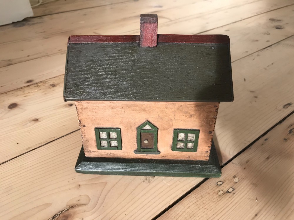 A Folk Art Painted Money Box - House View II
