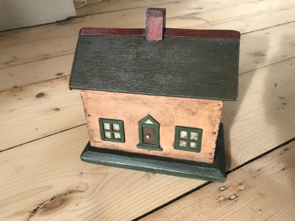 A Folk Art Painted Money Box - House View III