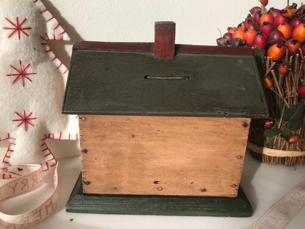 A Folk Art Painted Money Box - House View IV