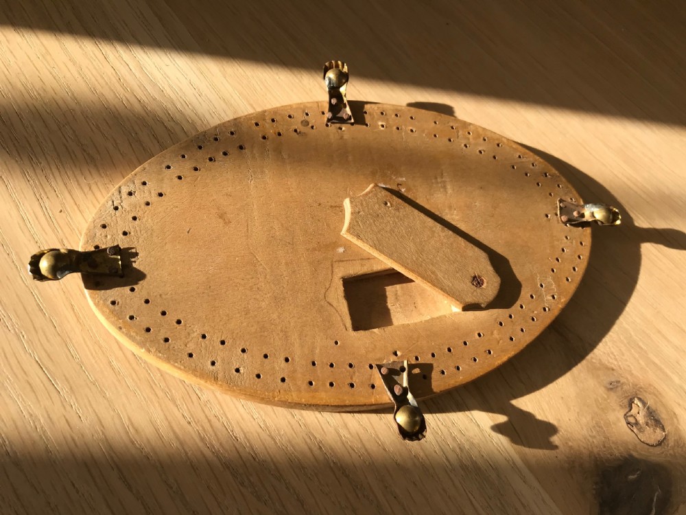 An early 1800's whitewood cribbage board  View II
