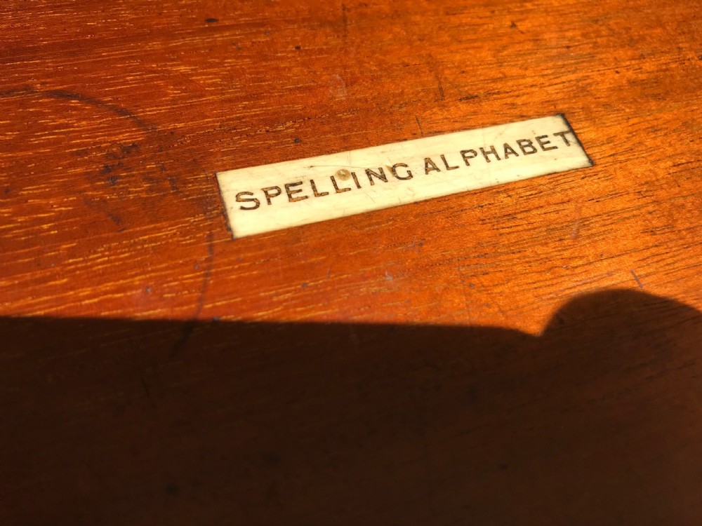 An Antique Lidded Alphabet/Spelling Box - Bone Letters View III