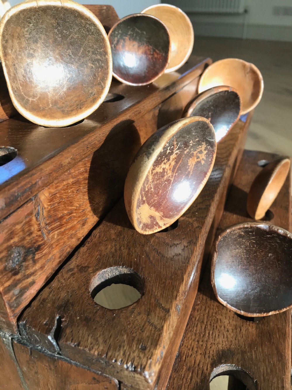 Antique Oak Welsh Spoon - Four tier View II