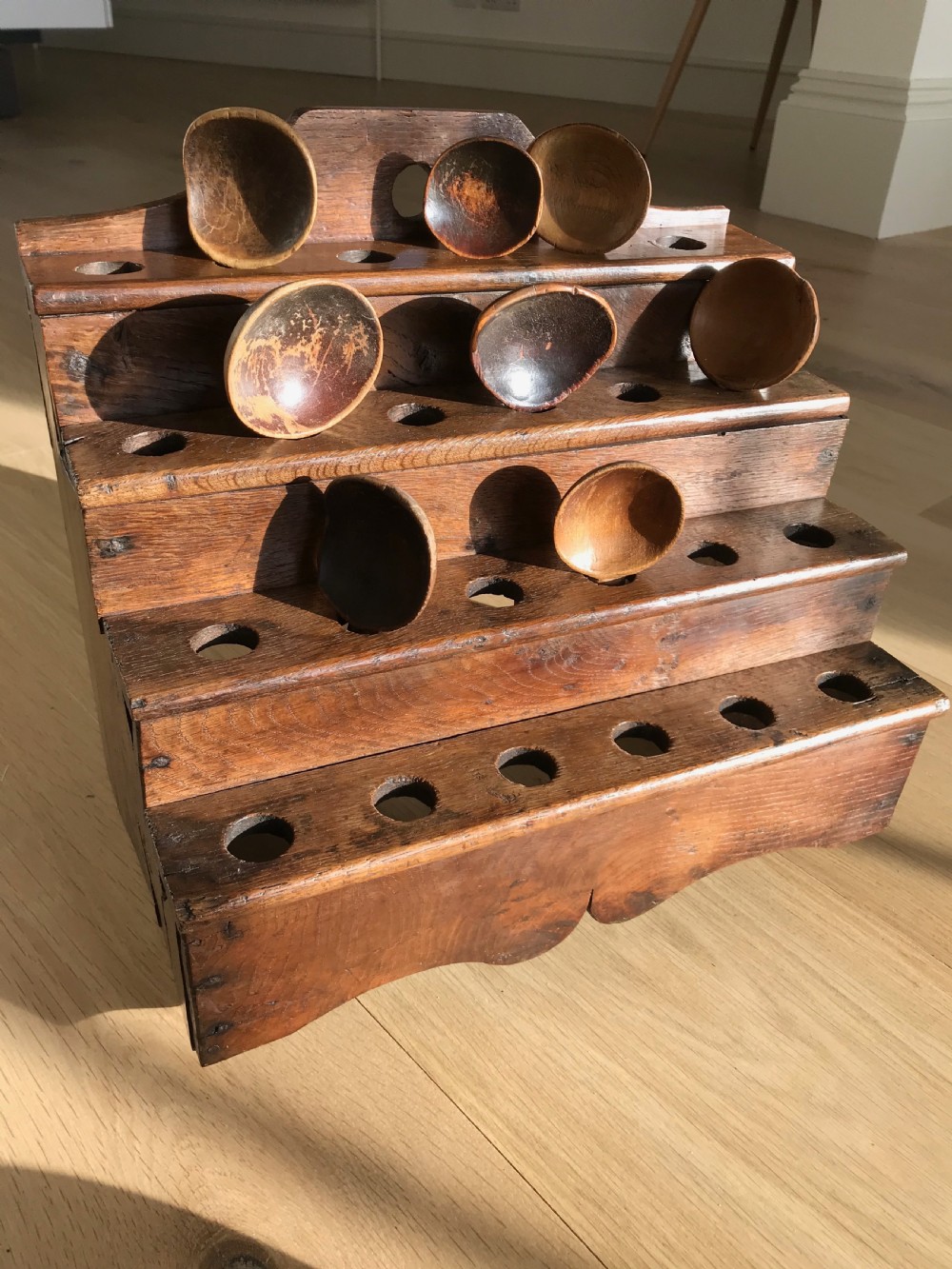 Antique Oak Welsh Spoon - Four tier View III