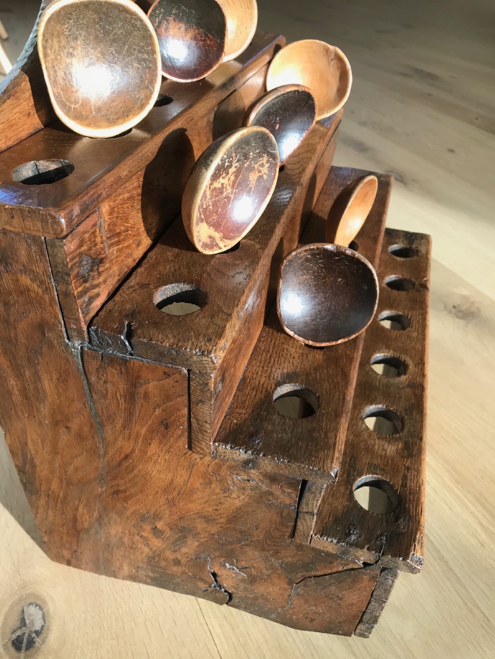 Antique Oak Welsh Spoon - Four tier View IV