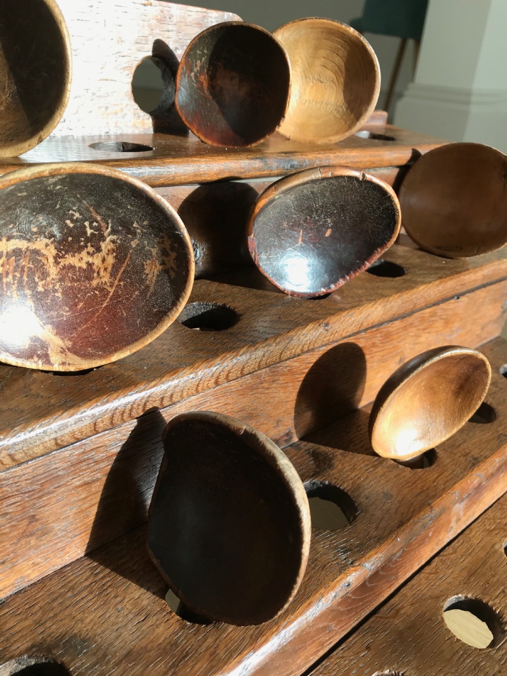 Antique Oak Welsh Spoon - Four tier View V