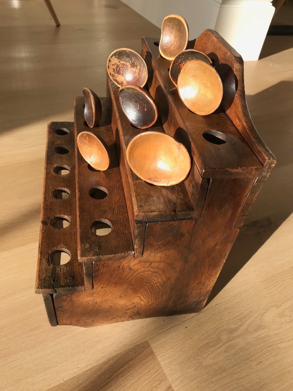 Antique Oak Welsh Spoon - Four tier View VII
