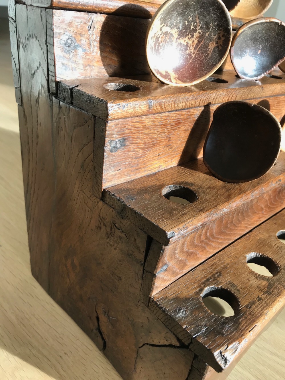 Antique Oak Welsh Spoon - Four tier View IX