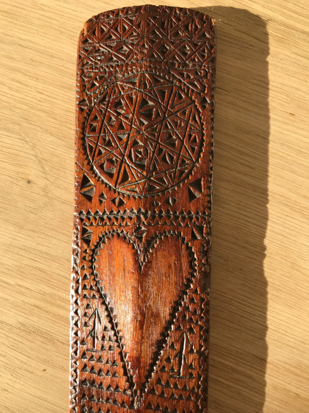 An Antique Treen Stay Busk- chip carved decoration View II
