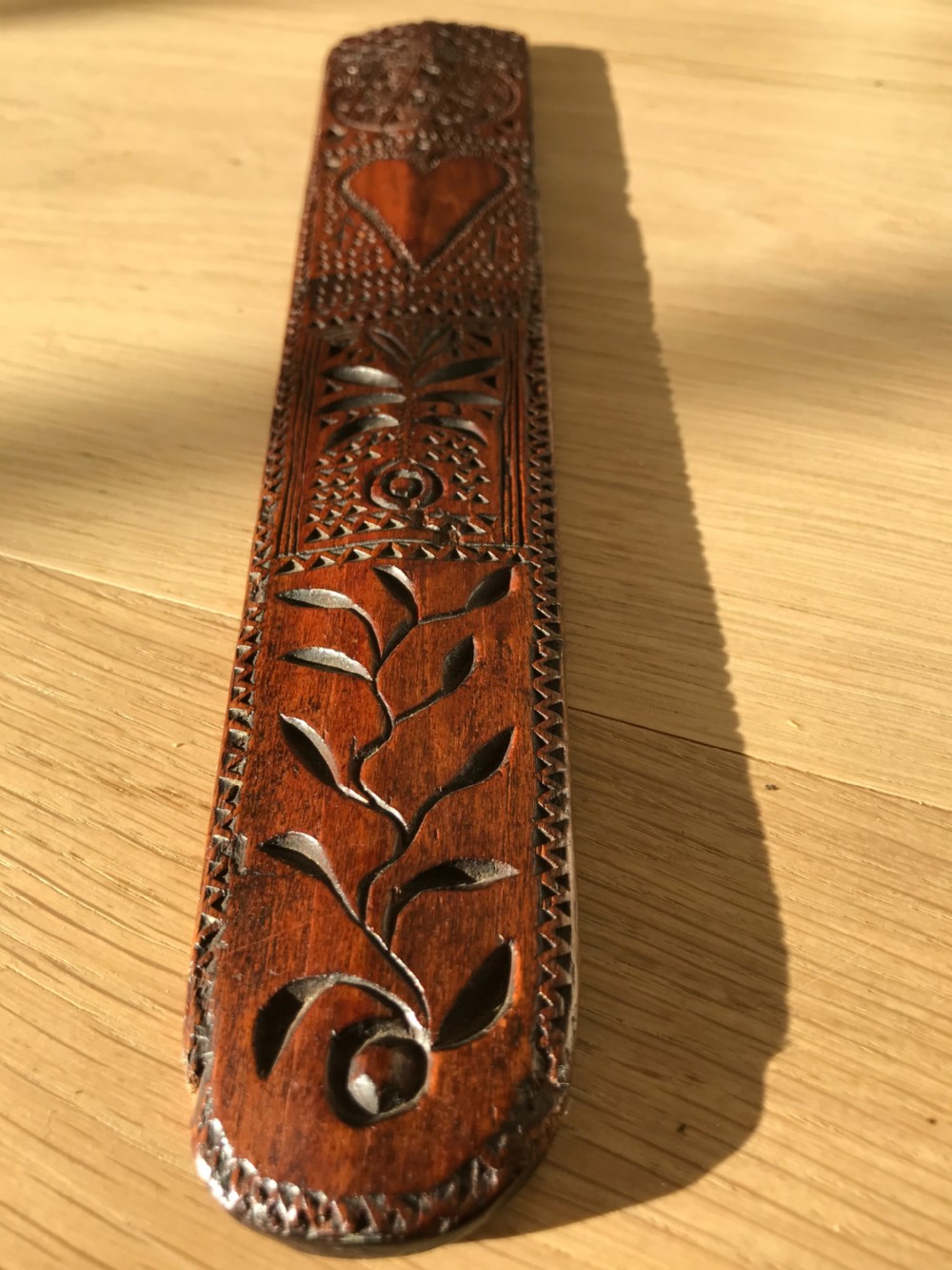 An Antique Treen Stay Busk- chip carved decoration View III