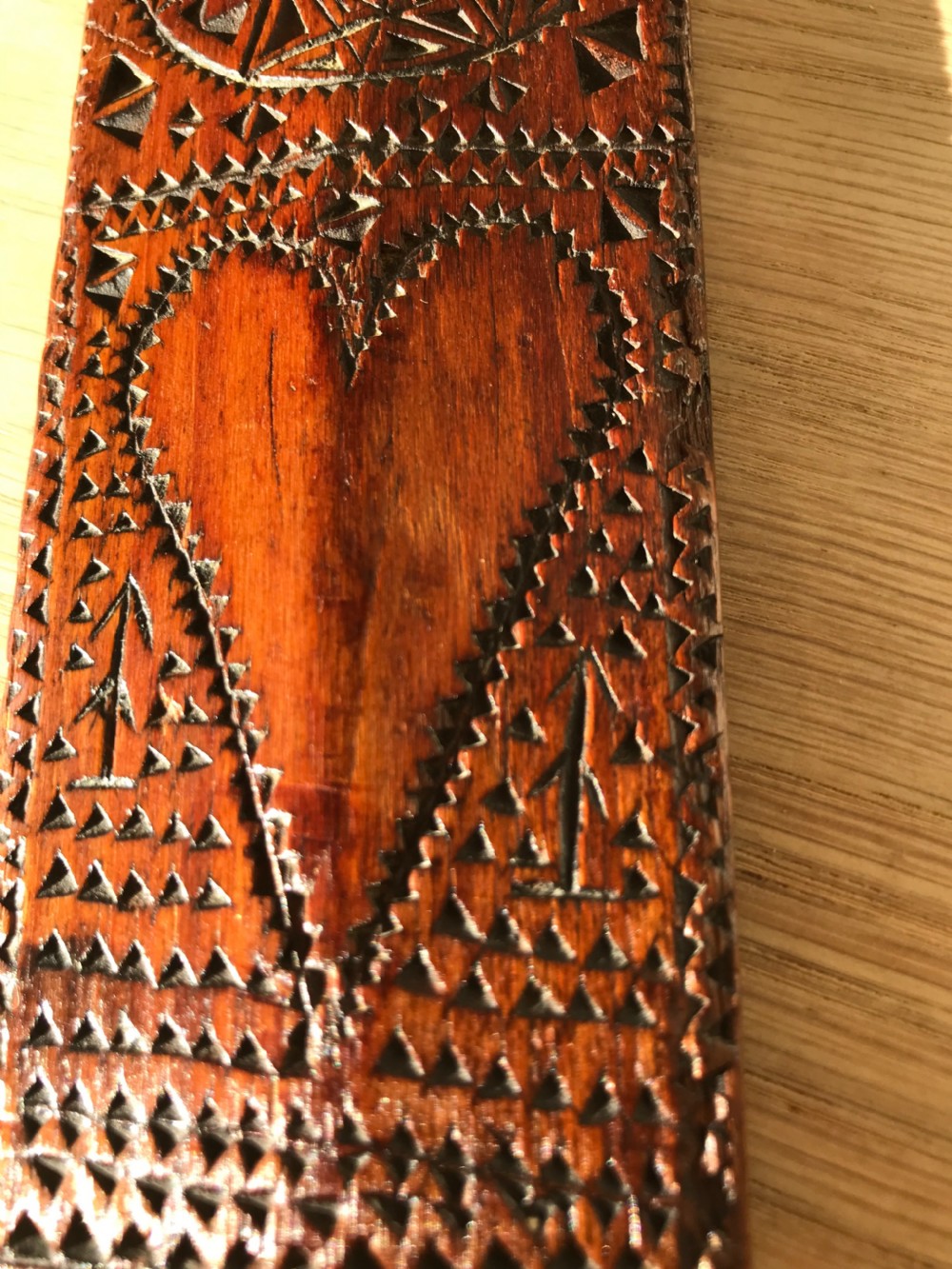 An Antique Treen Stay Busk- chip carved decoration View V