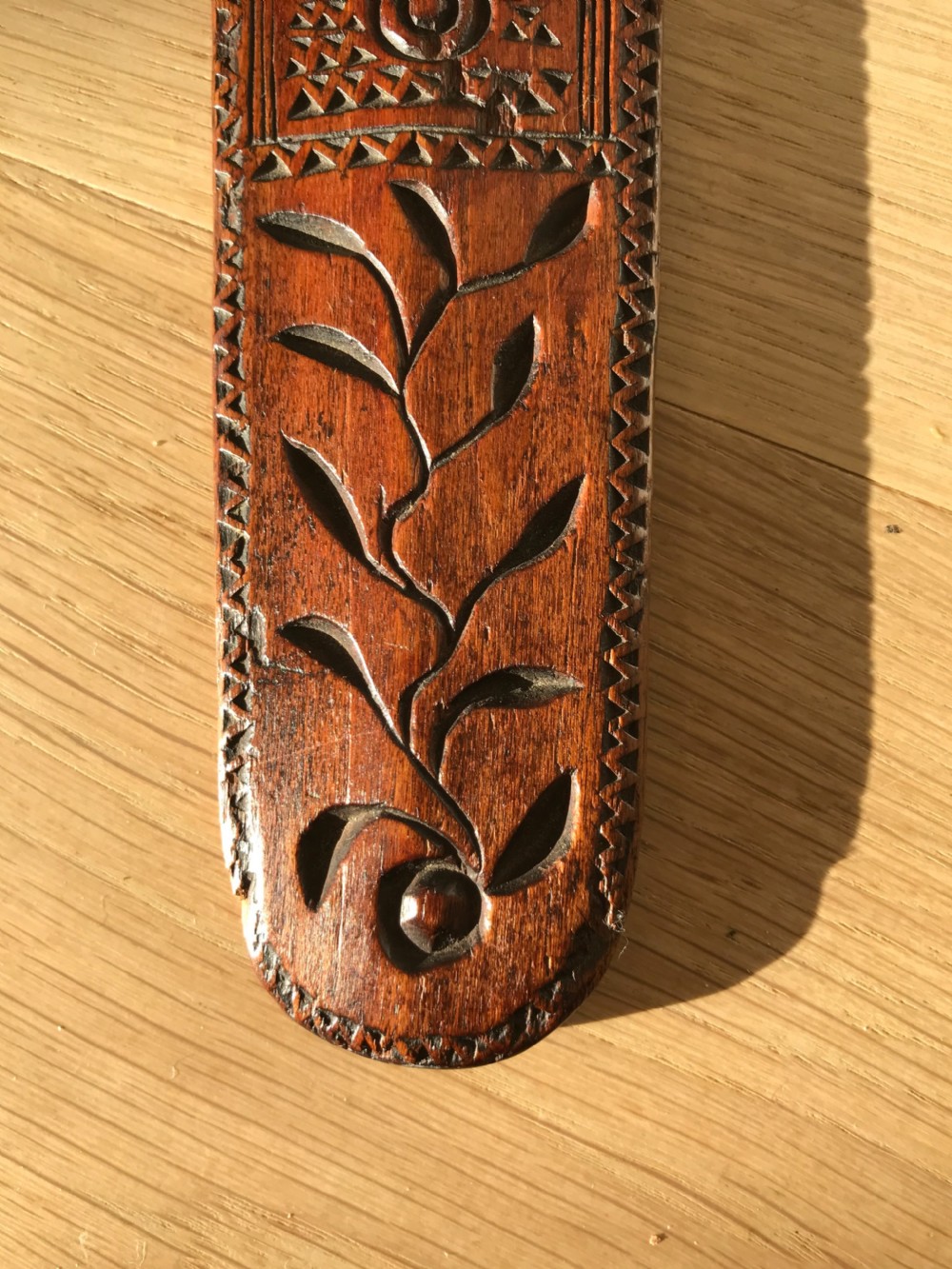 An Antique Treen Stay Busk- chip carved decoration View VI