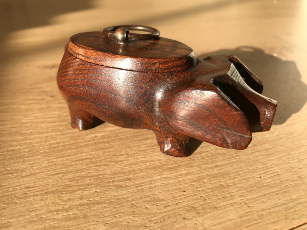 Antique Snuff Box - carved as a pig