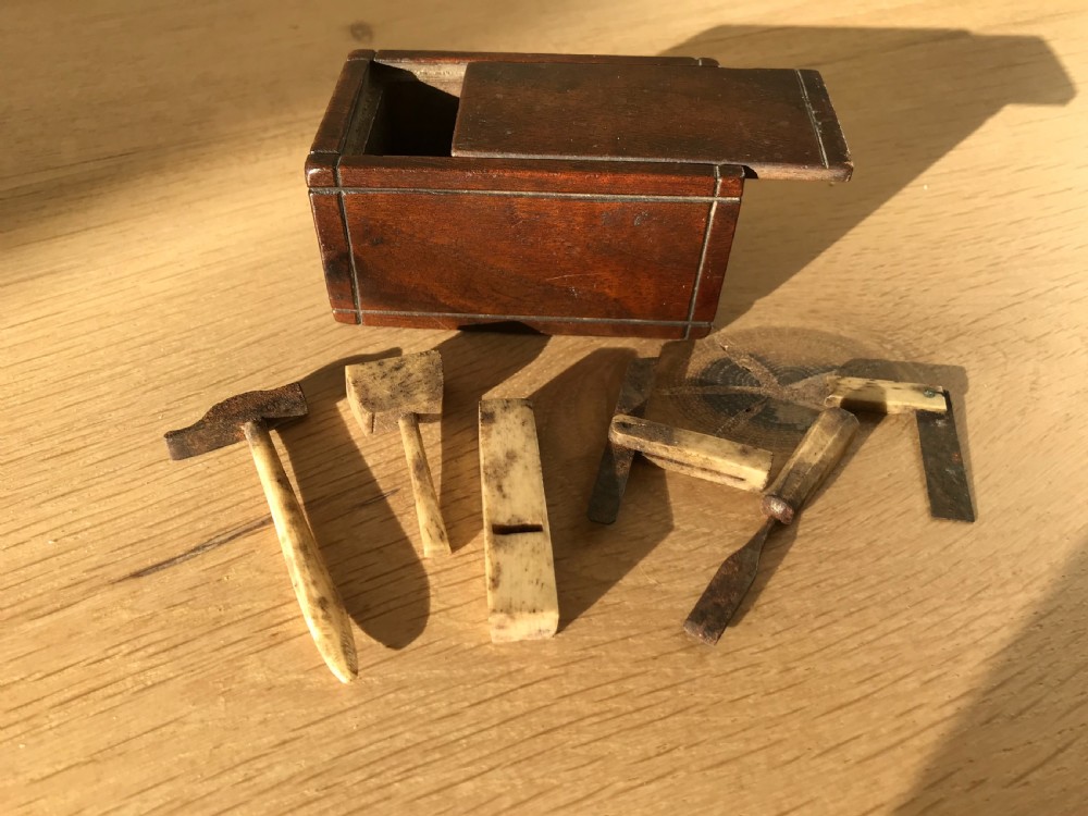 An Antique Box with Miniature Carpentry Tools View IV