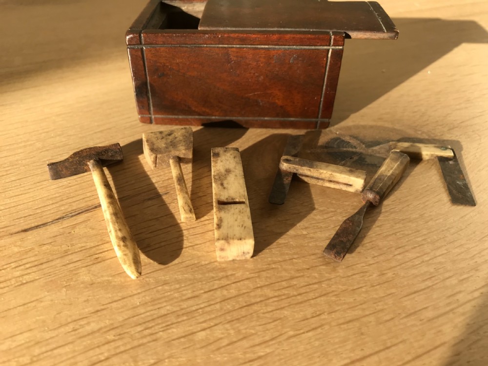 An Antique Box with Miniature Carpentry Tools View VI