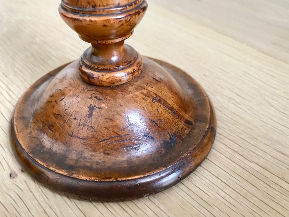 Antique Fruitwood Candlestick - treen View II