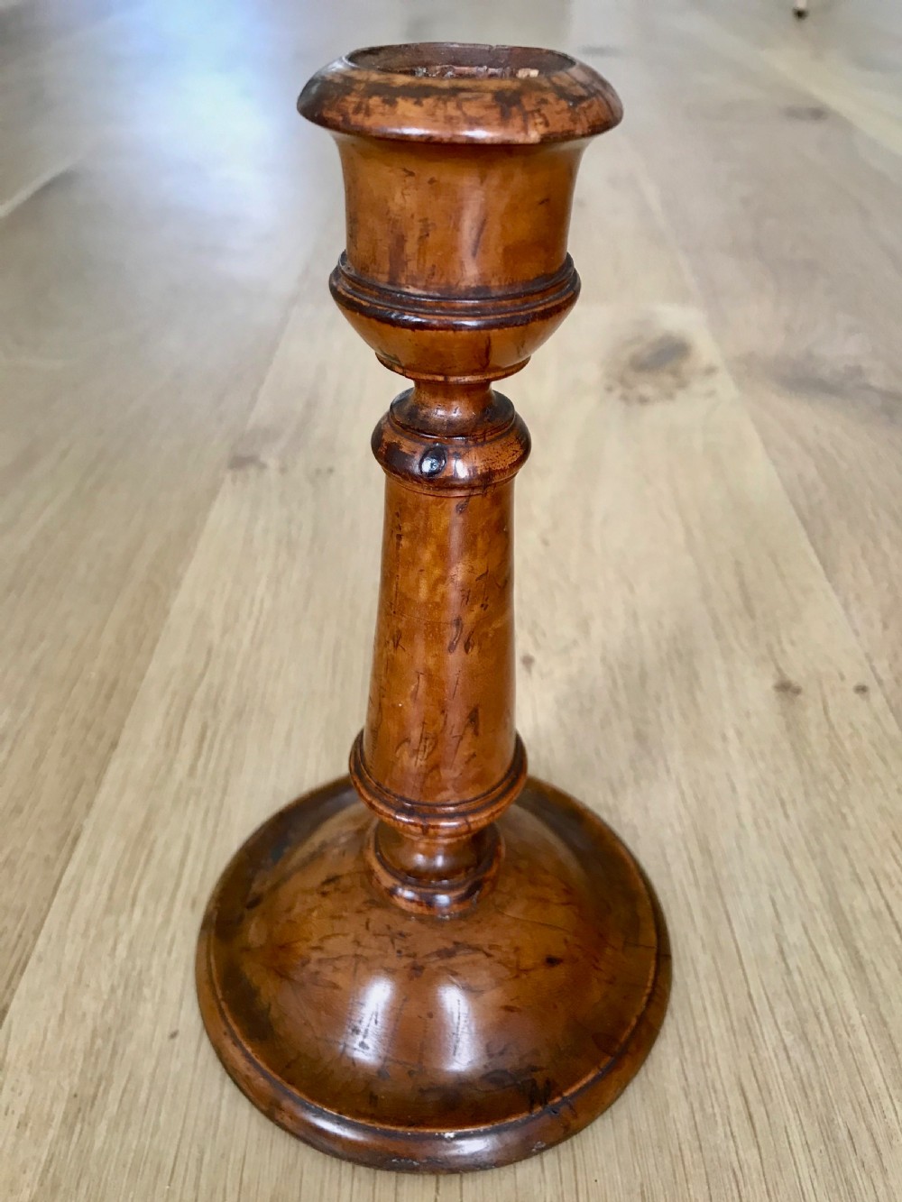 Antique Fruitwood Candlestick - treen View IV