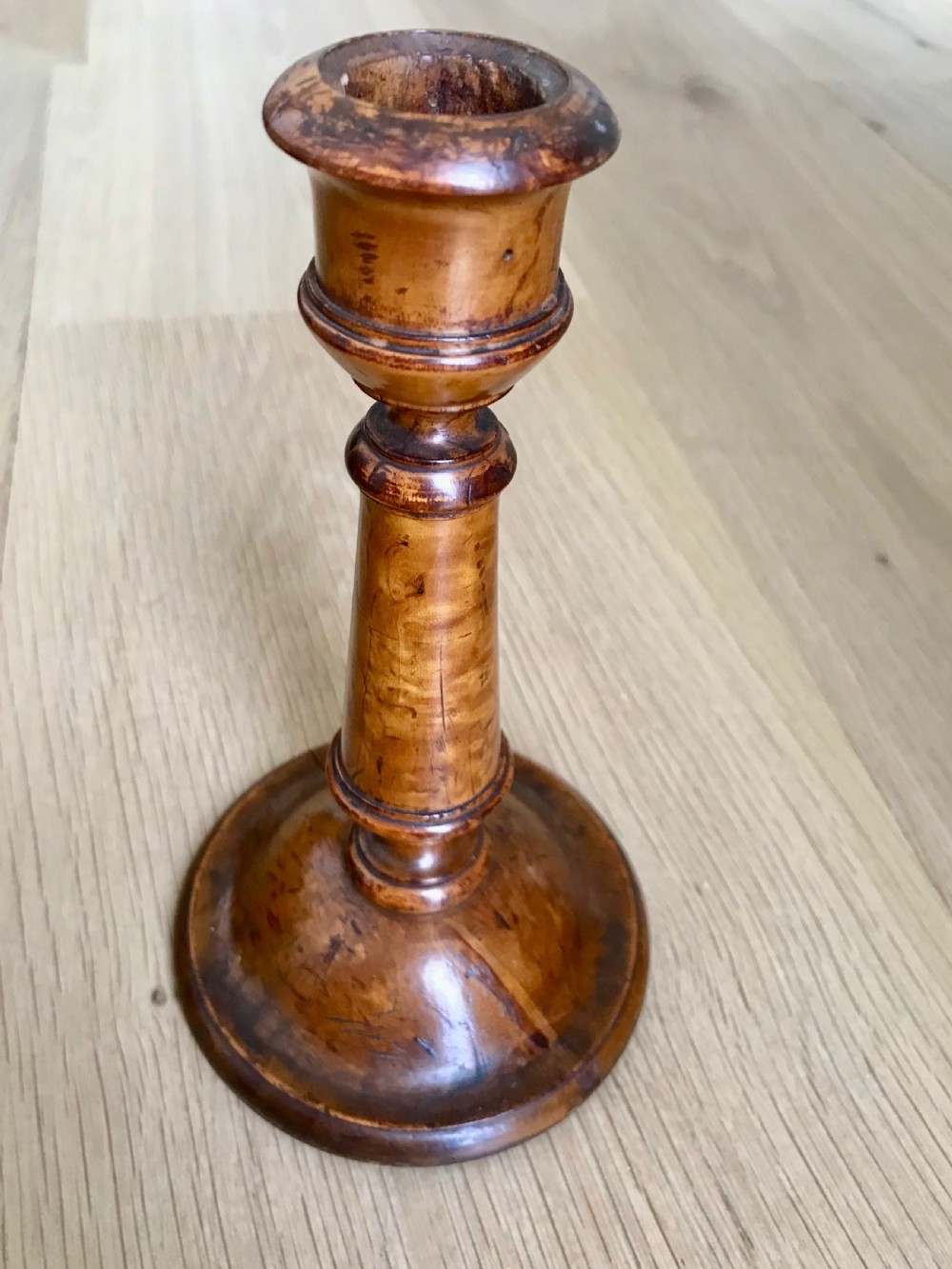 Antique Fruitwood Candlestick - treen View V