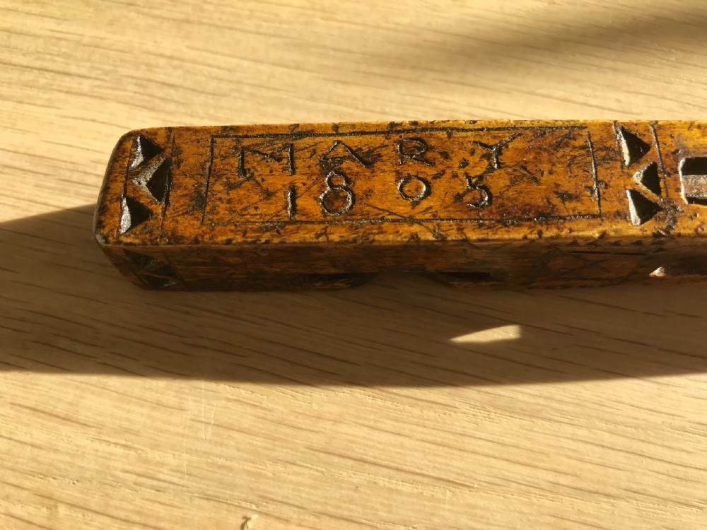 Antique Treen Knitting Sheath - dated 1805 View VI