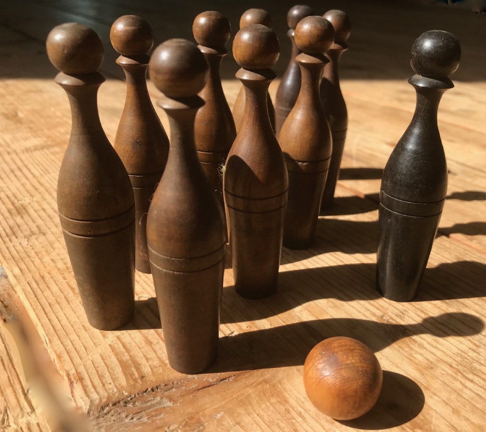 Antique Mini Skittles - treen