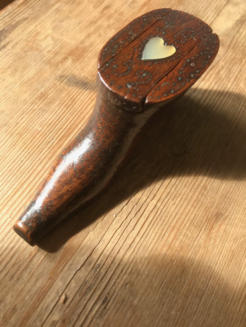 Antique Snuff Shoe - dated 1852 - treen View III