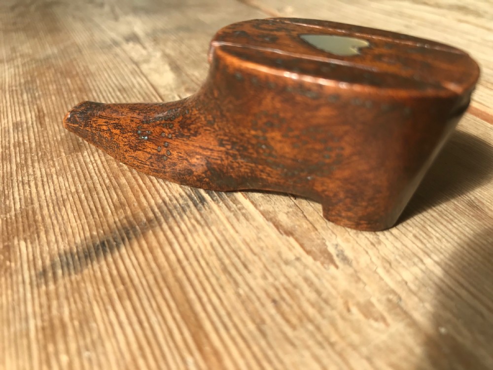 Antique Snuff Shoe - dated 1852 - treen View V
