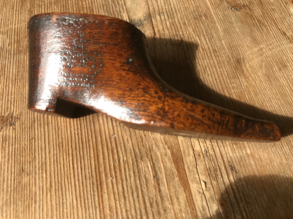 Antique Snuff Shoe - dated 1852 - treen View X